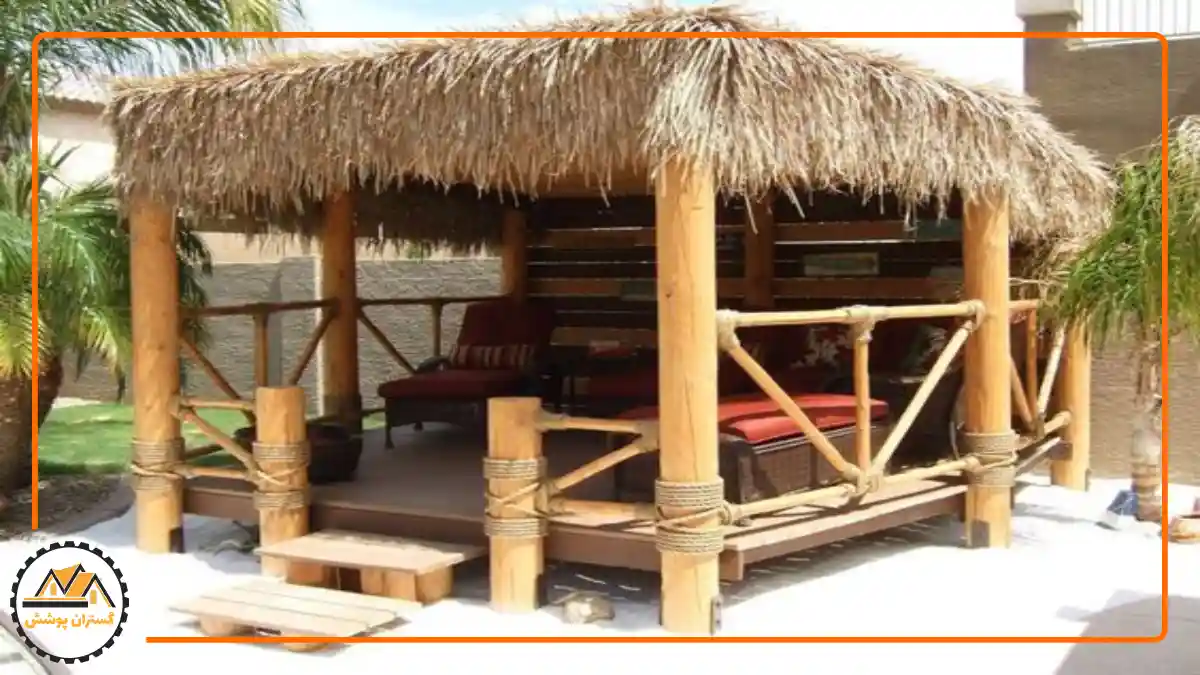 تصویر یک آلاچیق با سقف حصیری